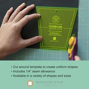 Acrylic Quilting Template, Half Hexagon | For Use with 10” Precut Fabric Squares | Layer Cake Patchwork Quilt Supplies for Cutting Patterns, Sewing, and DIY Blanket Making Projects