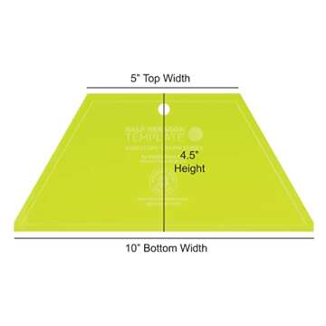 Acrylic Quilting Template, Half Hexagon | For Use with 10” Precut Fabric Squares | Layer Cake Patchwork Quilt Supplies for Cutting Patterns, Sewing, and DIY Blanket Making Projects