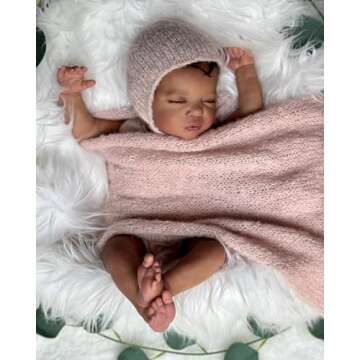 Anano Black Reborn Baby Doll 19 Inch Soft Body African American Reborn Baby Girl Realistic Newborn B...