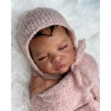 Anano Black Reborn Baby Doll 19 Inch Soft Body African American Reborn Baby Girl Realistic Newborn Baby Dolls Reborn Biracial Silicone Baby Doll Alive Brown Skin Baby Doll, White