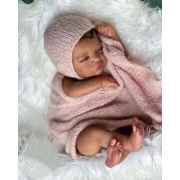 Anano Black Reborn Baby Doll 19 Inch Soft Body African American Reborn Baby Girl Realistic Newborn Baby Dolls Reborn Biracial Silicone Baby Doll Alive Brown Skin Baby Doll, White