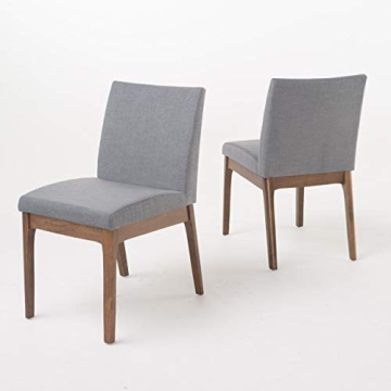 Christopher Knight Home Kwame Fabric Dining Chairs, 2-Pcs Set - Dark Grey & Walnut Finish
