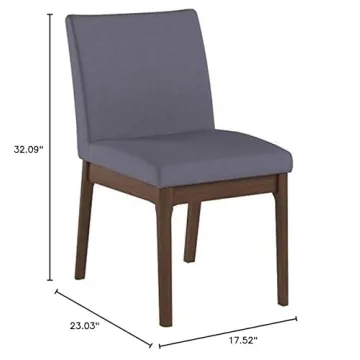 Kwame Fabric Dining Chairs Dark Grey Walnut Finish 2-Pcs Set