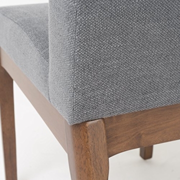 Kwame Fabric Dining Chairs Dark Grey Walnut Finish 2-Pcs Set
