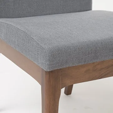 Kwame Fabric Dining Chairs Dark Grey Walnut Finish 2-Pcs Set