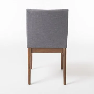 Kwame Fabric Dining Chairs Dark Grey Walnut Finish 2-Pcs Set