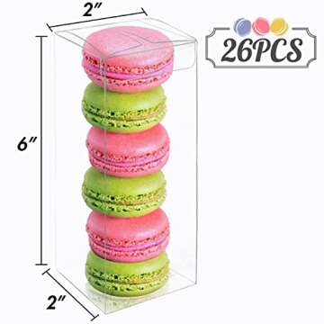 VGOODALL Clear Boxes for Treats, 2 x 2 x 6 inches, 26 Pack, Transparent Favor Boxes for Wedding, Bab...