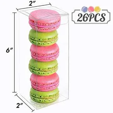 VGOODALL Clear Boxes for Treats, 2 x 2 x 6 inches, 26 Pack, Transparent Favor Boxes for Wedding, Bab...