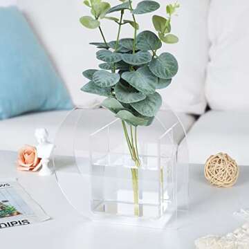 Elegant Clear Acrylic Flower Vase Modern 6.3 Inch Mini Flowers Vase Unique Vase Decor for Hotel Wedding Home Office