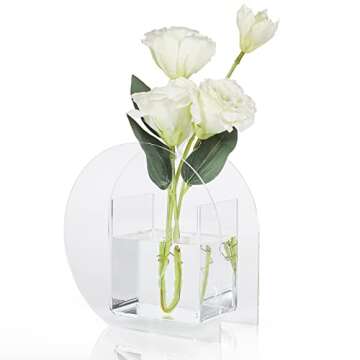 Elegant Clear Acrylic Flower Vase Modern 6.3 Inch Mini Flowers Vase Unique Vase Decor for Hotel Wedding Home Office