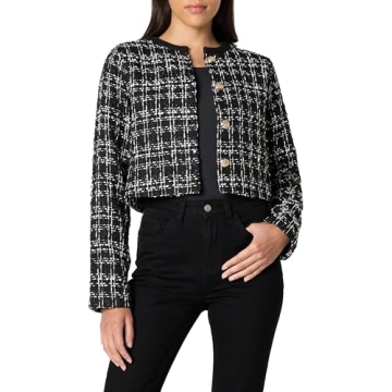 The Drop Women's Aida Cropped Boucle Jacket - Stylish & Versatile Black XXS