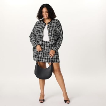 Stylish Black Cropped Boucle Jacket by The Drop - XXS