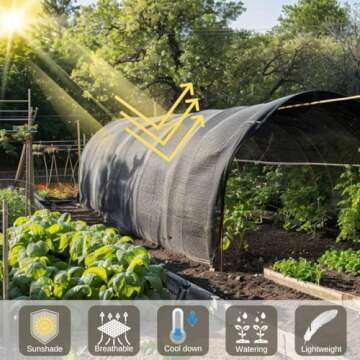 BeGrit 50% 6x13ft Shade Cloth with Grommets Garden Sun Mesh Sunblock UV Resistant Net for Garden Cov...