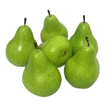 J-Rijzen 6pcs Fake Pears | Realistic Artificial Fruit for Home and Office Decor