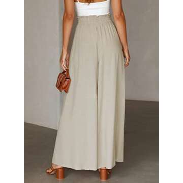 Dokotoo Fashion Womens High Waist Drawstring Wide Leg LongPants Casual Loose Breathable Lounge Yoga ...
