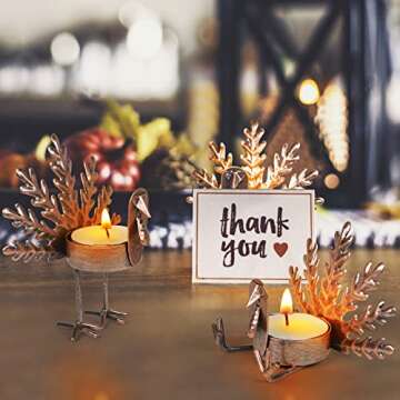 ALLADINBOX Set of 6 Turkey Tea Light Candle Holders Thanksgiving Centerpiece, Fall Decorations, Home Decor, Tea Light Decorations, Table Kitchen Thanksgiving Decorations