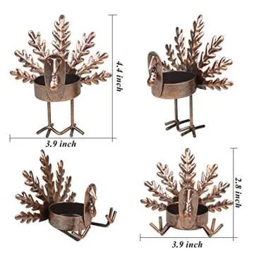ALLADINBOX Turkey Tealight Candle Holders Set | Thanksgiving Decor