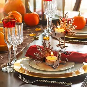 ALLADINBOX Turkey Tealight Candle Holders Set | Thanksgiving Decor