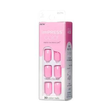 KISS imPRESS No Glue Mani Press On Nails - Self Care Pink Short Squoval Shape Kit
