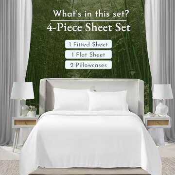 California Design Den Rayon from Bamboo Sheets, King Luxury Cooling Sheets King Size Bed, White Sheets with Deep Pocket Fitted Sheets (King, White)