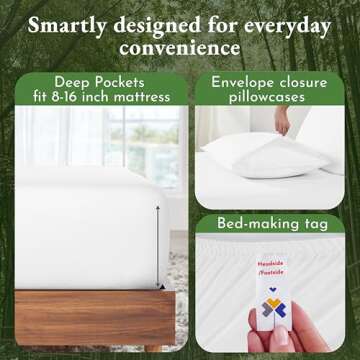 California Design Den Rayon from Bamboo Sheets, King Luxury Cooling Sheets King Size Bed, White Sheets with Deep Pocket Fitted Sheets (King, White)