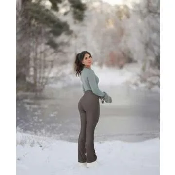 OQQ Women's 2 Piece Yoga Pants Ribbed Seamless Workout High Waist Athletic Straight Leg Leggings Black Tea Leaf