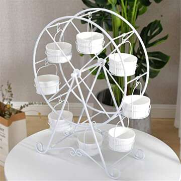 Ferris Wheel Cupcake Stand Dessert Serving Tray, Ferris Wheel Cupcake Stand for Carnival and Circus Theme Party Wedding Party Furnishing Accessories (White)