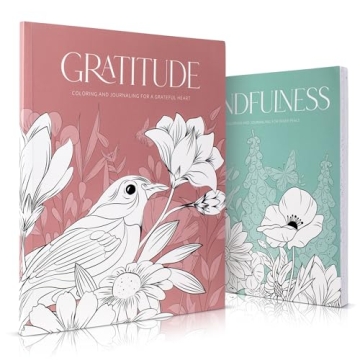 Beautiful Adult Coloring Book Set of 2 for Relaxation - Gratitude and Mindfulness Books with Inspira...