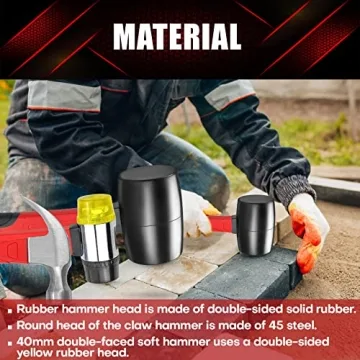 YIYITOOLS 3 Pcs Hammer Set Durable Shock Reduction Grip