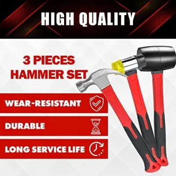 YIYITOOLS 3 Pcs Hammer Set Durable Shock Reduction Grip
