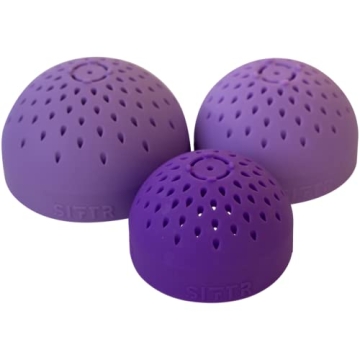 SIFTR (PURPLE) Nesting Can Strainer Mini Colander Set - Space Saving Small Colanders and Strainers -...