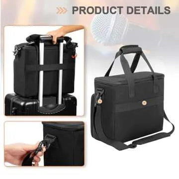 PGmoon 6 Slots Wireless Microphone Carrying Case, Mic Storage Bag with Thick Padding for Singing, Karaoke, Party (Patent Design)