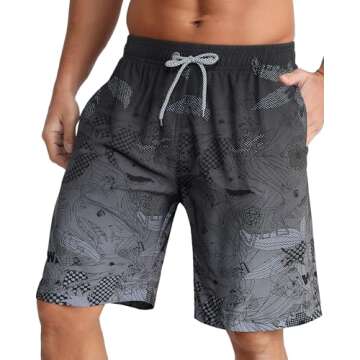 APTRO Men's Swim Trunks 9" Quick Dry Bathing Suit for Big & Tall - Grey
