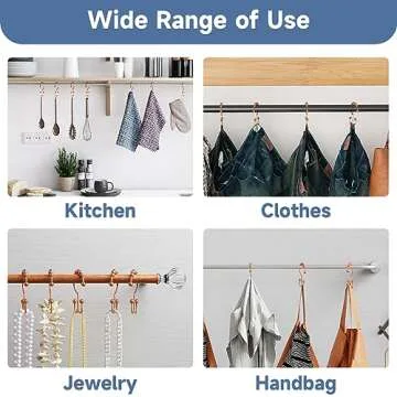 Titanker Shower Curtain Hooks Rings Rust Resistant Metal Double Glide Shower Hooks Rings for Bathroom Shower Rods Curtains, Set of 12 Hooks - Rose Gold