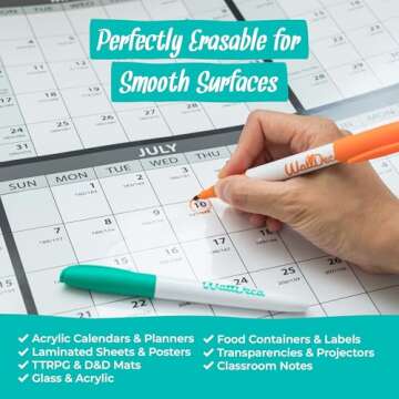 WallDeca Wet Erase Markers Fine Point - 8 Colors