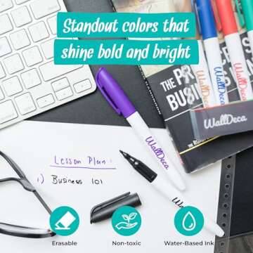 WallDeca Wet Erase Markers Fine Point - 8 Colors