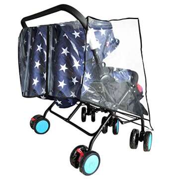 Weather Shield for Double Stroller Raincoat Universal Size Side by Side Baby Umbrella Stroller Rain Cover Scooter Twin Wind Shield Waterproof Jogger City