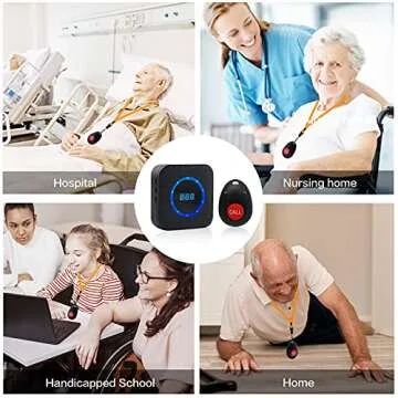 CallToU Alert Button for Seniors Wireless Caregiver Pager Call Bell for Nurse Patient Elderly 2 Plugin Receivers 5 Waterproof Transmitters