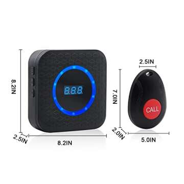 CallToU Alert Button for Seniors Wireless Caregiver Pager Call Bell for Nurse Patient Elderly 2 Plugin Receivers 5 Waterproof Transmitters