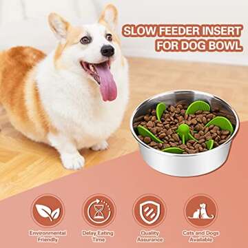 Slow Feeder Dog Bowls Insert, Cuttable Spiral Slow Feeder Insert with Octopus Suction Cups, Silicone Dog Slow Feeder Bowl Suitable for Small Medium Large Breed Dogs and Cats, Easy to Clean(Green)…
