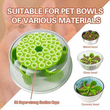 Slow Feeder Dog Bowls Insert, Cuttable Spiral Slow Feeder Insert with Octopus Suction Cups, Silicone Dog Slow Feeder Bowl Suitable for Small Medium Large Breed Dogs and Cats, Easy to Clean(Green)…