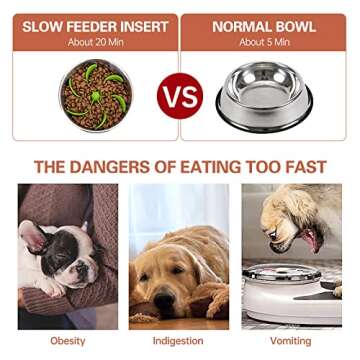 Slow Feeder Dog Bowls Insert, Cuttable Spiral Slow Feeder Insert with Octopus Suction Cups, Silicone Dog Slow Feeder Bowl Suitable for Small Medium Large Breed Dogs and Cats, Easy to Clean(Green)…