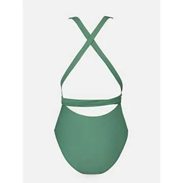 CUPSHE One Piece Swimsuit for Women Bathing Suit Sexy Deep V Neck Wrap Tie Cross Back, M