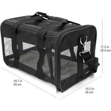 Amazon Basics Dogs and Cats Carrier, Soft Sided Pet Carrier, Black, Large, 50 cm L x 26 cm W x 28 cm H