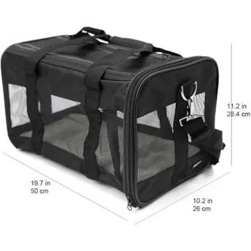 Amazon Basics Large Soft-Sided Pet Carrier for Travel, Black