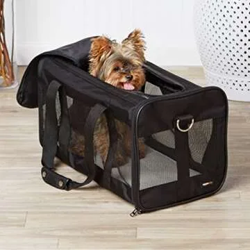 Amazon Basics Large Soft-Sided Pet Carrier for Travel, Black