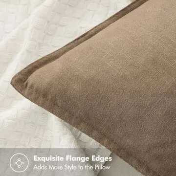 MIULEE Khaki Linen Pillow Covers Pack of 4 Boho Decor