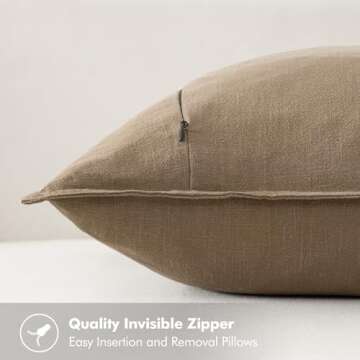 MIULEE Khaki Linen Pillow Covers Pack of 4 Boho Decor