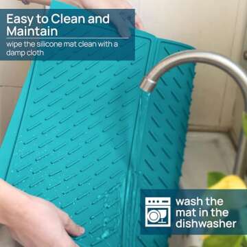 Sheffsky Trifold Silicone Drying Mat for Dishes - 24” x 16” Silicone Dish Drying Mat for Kitchen...