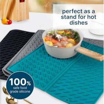 Sheffsky 24" x 16" Trifold Silicone Drying Mat for Dishes